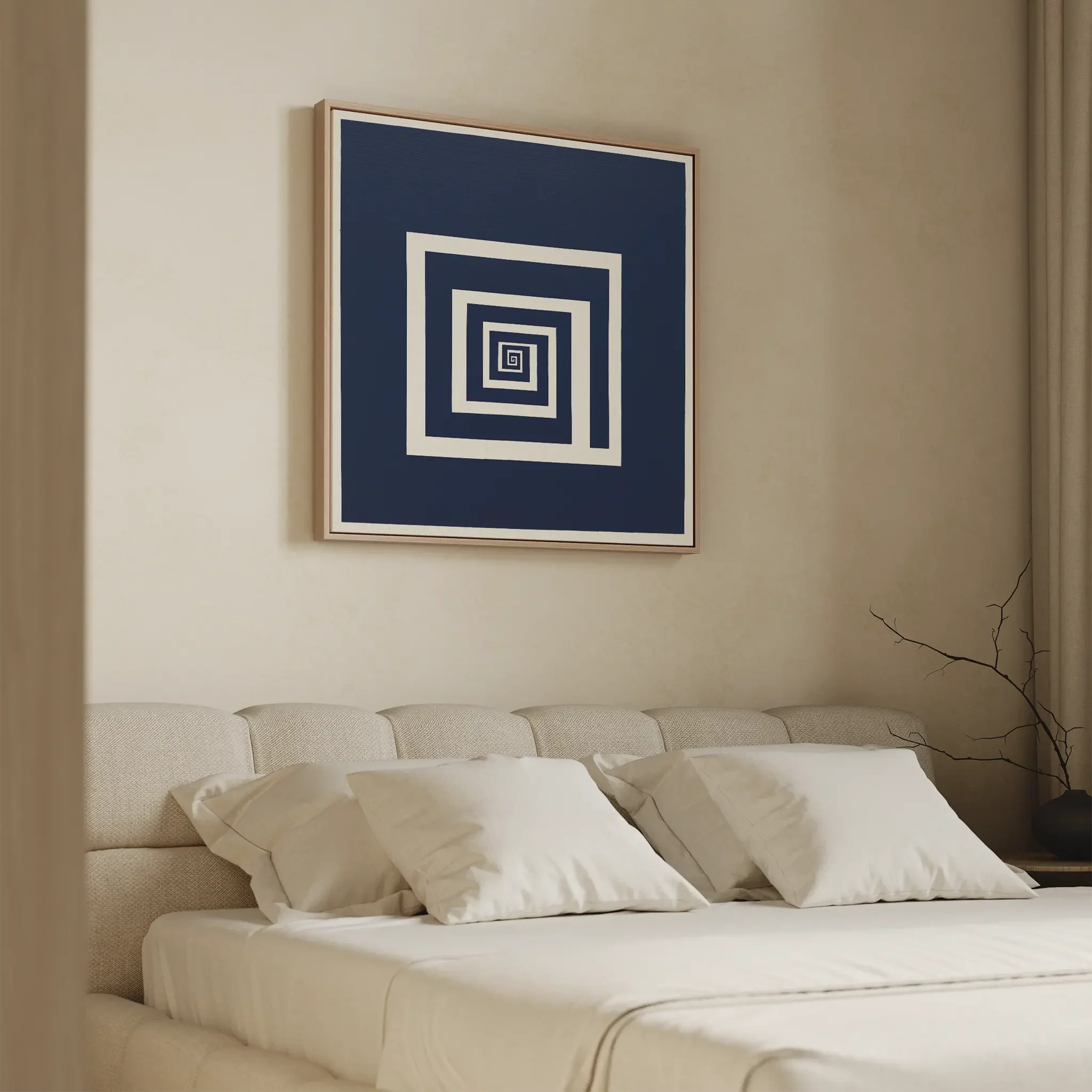 Spiral Into Indigo – blue abstract canvas wall art print by Aspire Prints