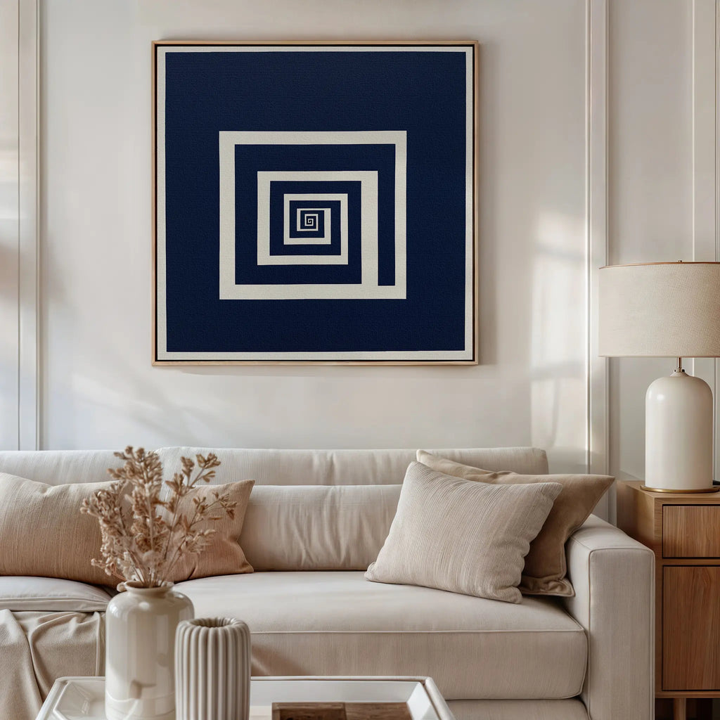 Spiral Into Indigo – blue abstract canvas wall art print by Aspire Prints