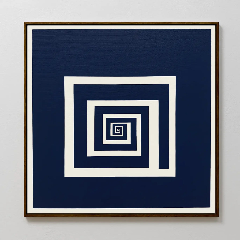 Spiral Into Indigo – blue abstract canvas wall art print by Aspire Prints