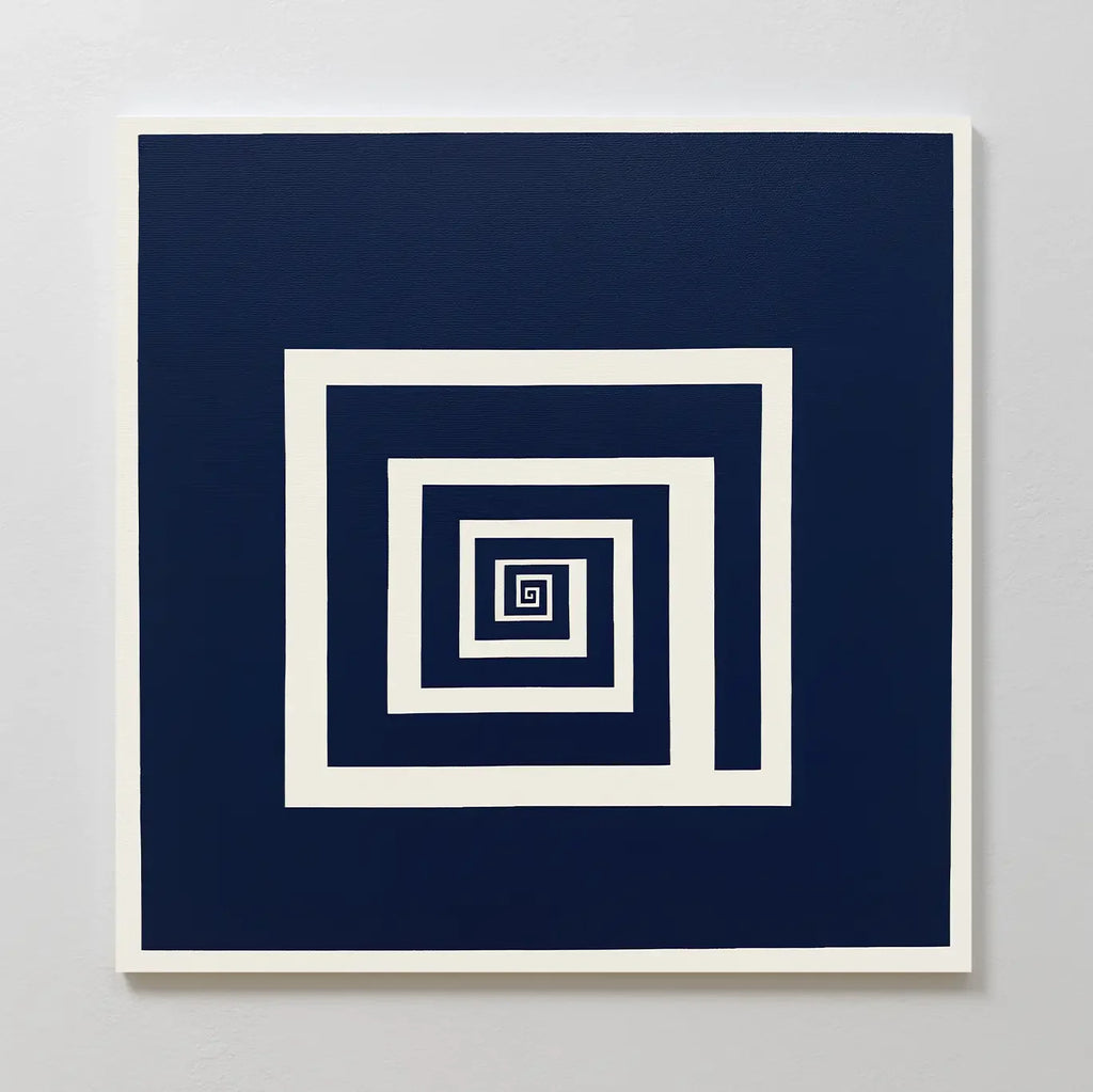 Spiral Into Indigo – blue abstract canvas wall art print by Aspire Prints