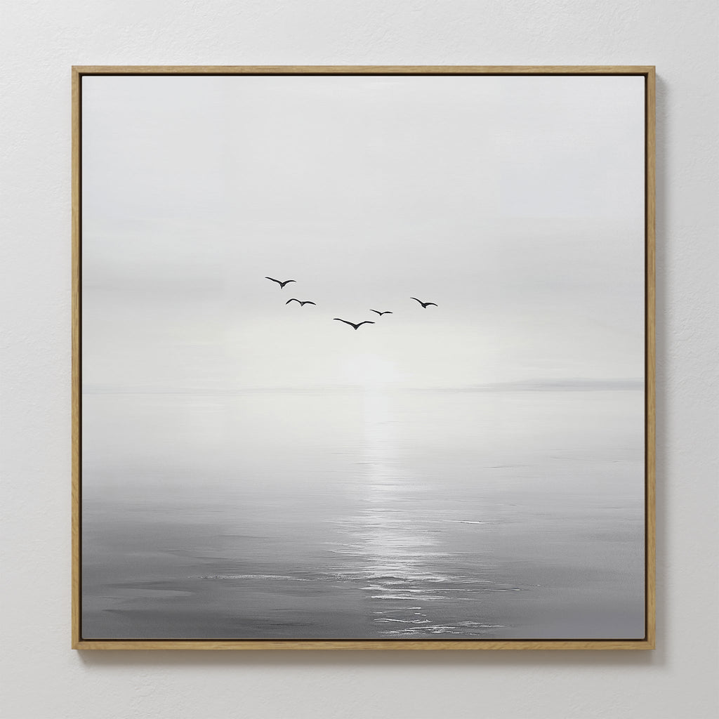 Where the Light Carries Them – black and white coastal canvas wall art print by Aspire Prints