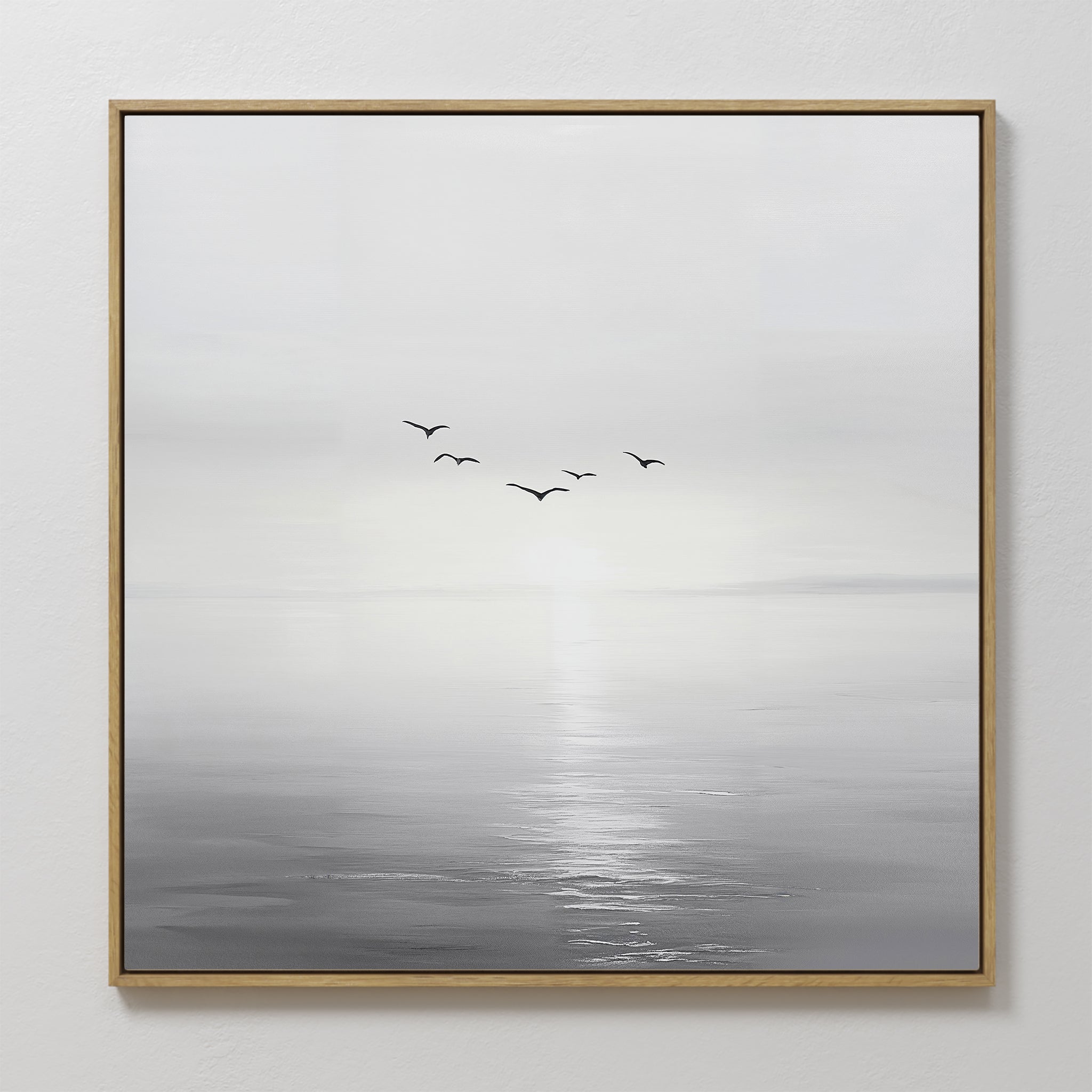 Where the Light Carries Them – black and white coastal canvas wall art print by Aspire Prints