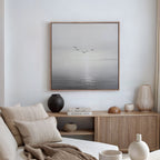 Where the Light Carries Them – black and white coastal canvas wall art print by Aspire Prints
