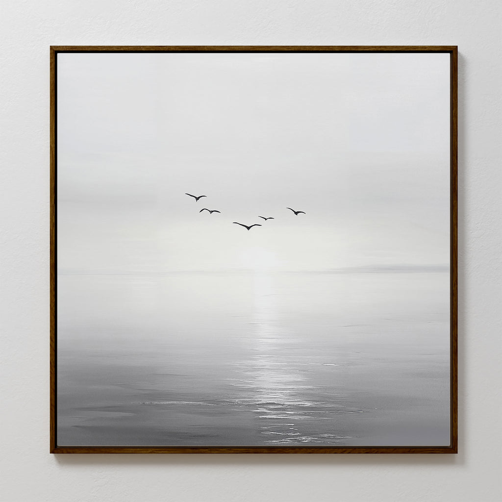 Where the Light Carries Them – black and white coastal canvas wall art print by Aspire Prints