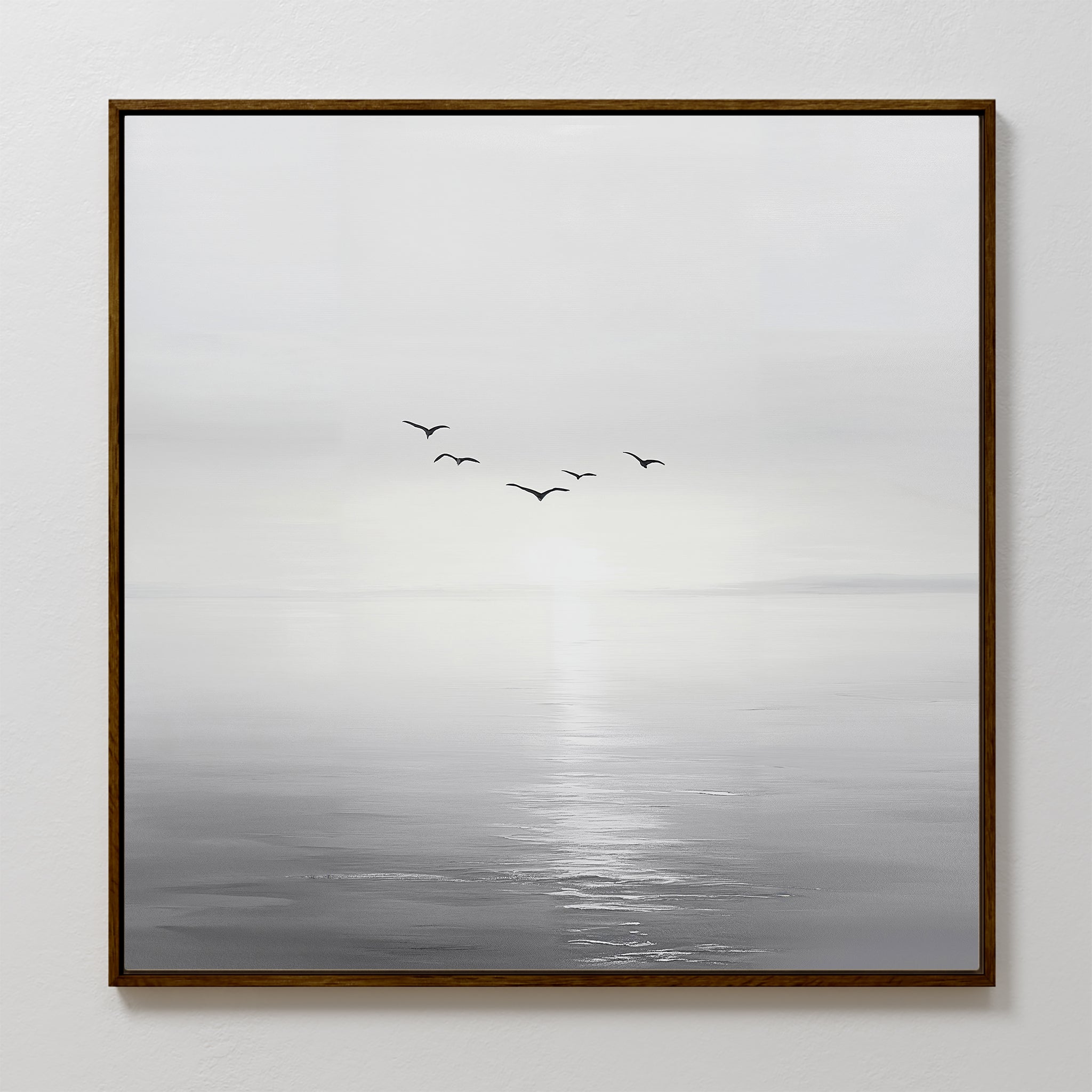 Where the Light Carries Them – black and white coastal canvas wall art print by Aspire Prints