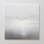 Where the Light Carries Them – black and white coastal canvas wall art print by Aspire Prints