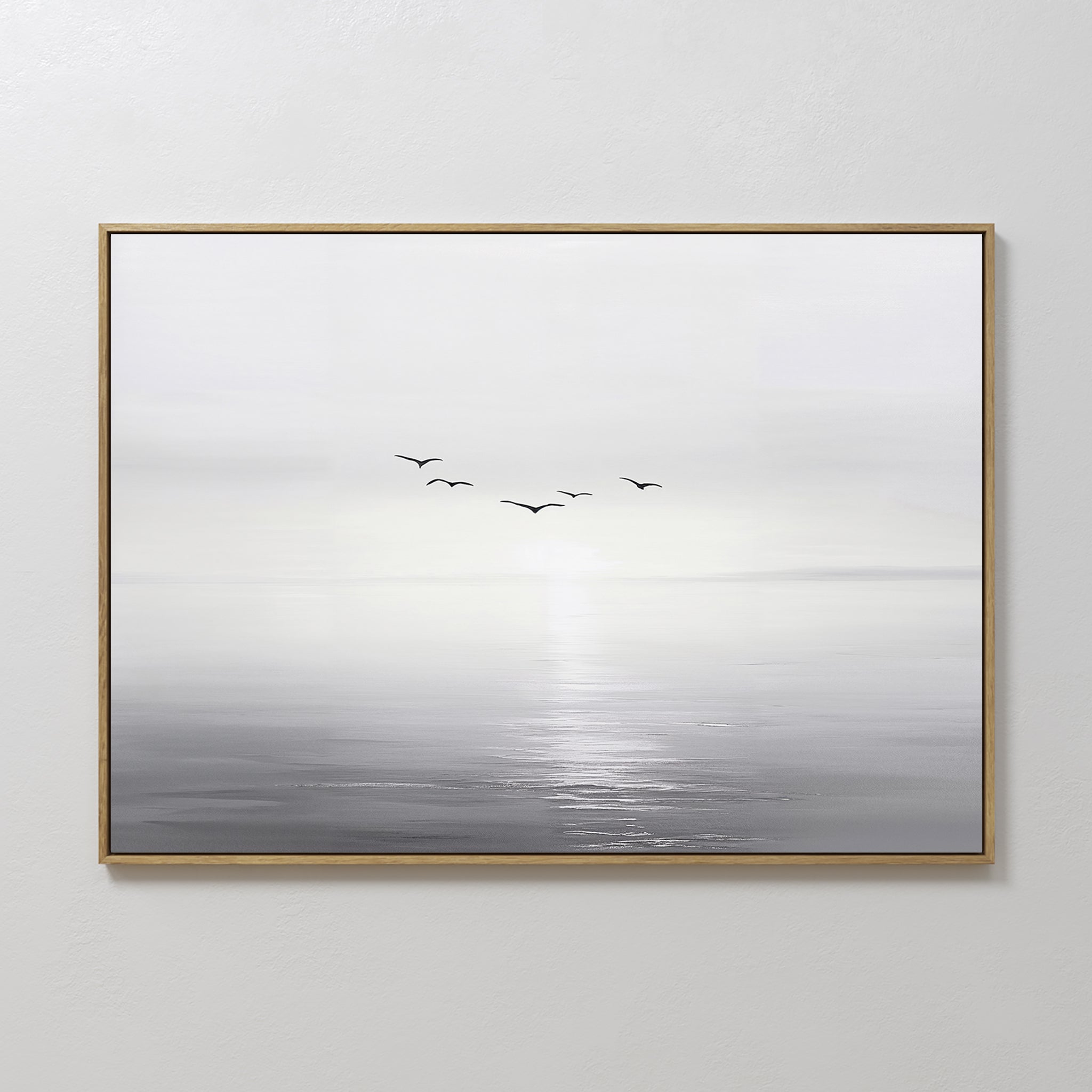 Whispers Across the Tide – black and white coastal canvas wall art print by Aspire Prints