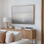 Whispers Across the Tide – black and white coastal canvas wall art print by Aspire Prints