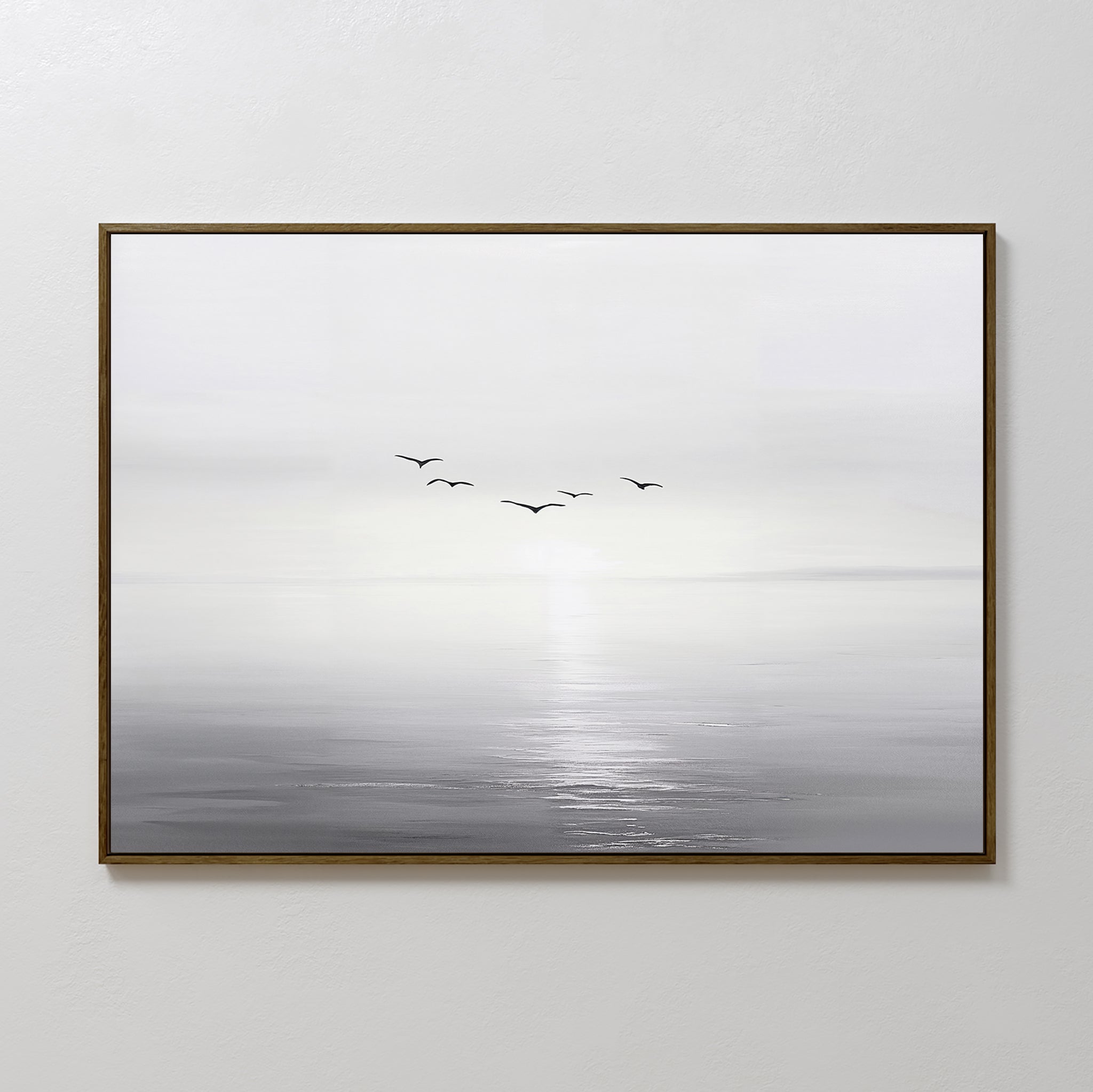 Whispers Across the Tide – black and white coastal canvas wall art print by Aspire Prints