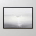 Whispers Across the Tide – black and white coastal canvas wall art print by Aspire Prints