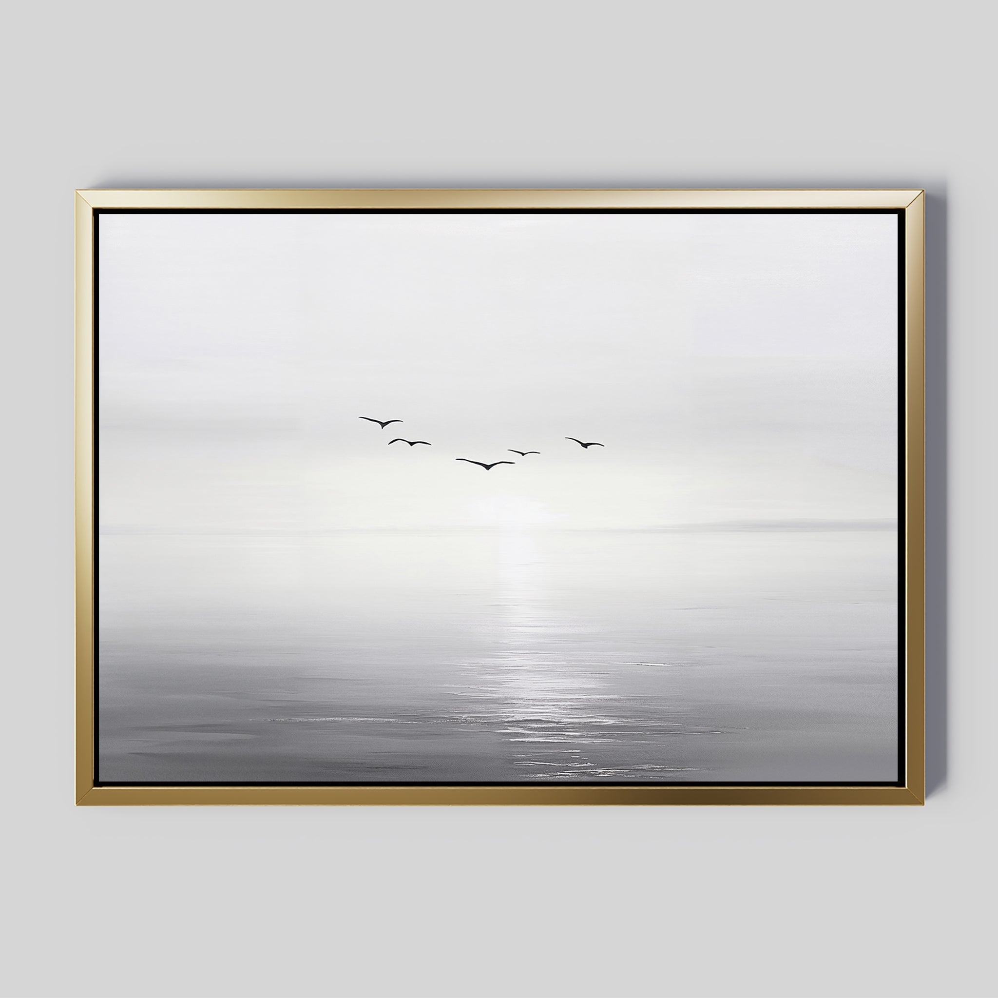 Whispers Across the Tide – black and white coastal canvas wall art print by Aspire Prints