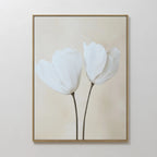 Whispers in Bloom – beige and white botanical canvas wall art print by Aspire Prints