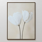 Whispers in Bloom – beige and white botanical canvas wall art print by Aspire Prints