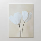 Whispers in Bloom – beige and white botanical canvas wall art print by Aspire Prints