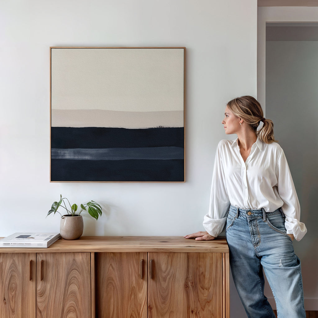 Whispers of the Tideline – neutral-toned abstract canvas wall art print by Aspire Prints