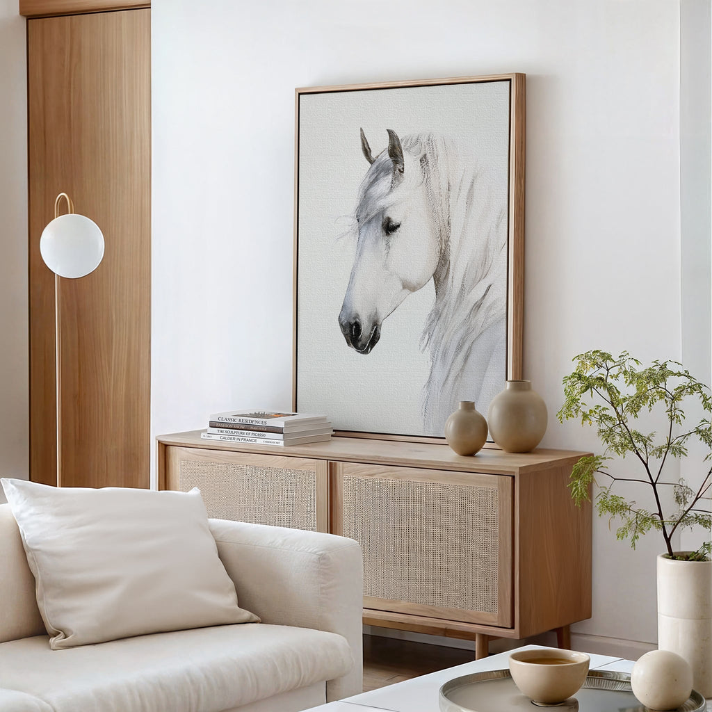 Whispering Mane at First Light – neutral-toned vintage canvas wall art print by Aspire Prints