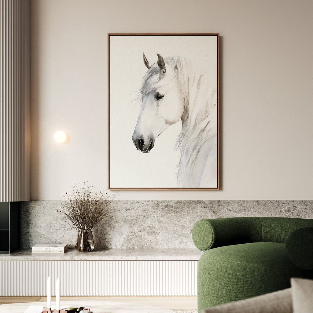 Whispering Mane at First Light – neutral-toned vintage canvas wall art print by Aspire Prints