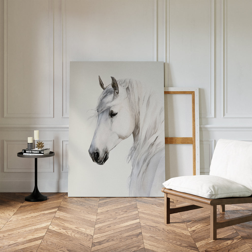 Whispering Mane at First Light – neutral-toned vintage canvas wall art print by Aspire Prints