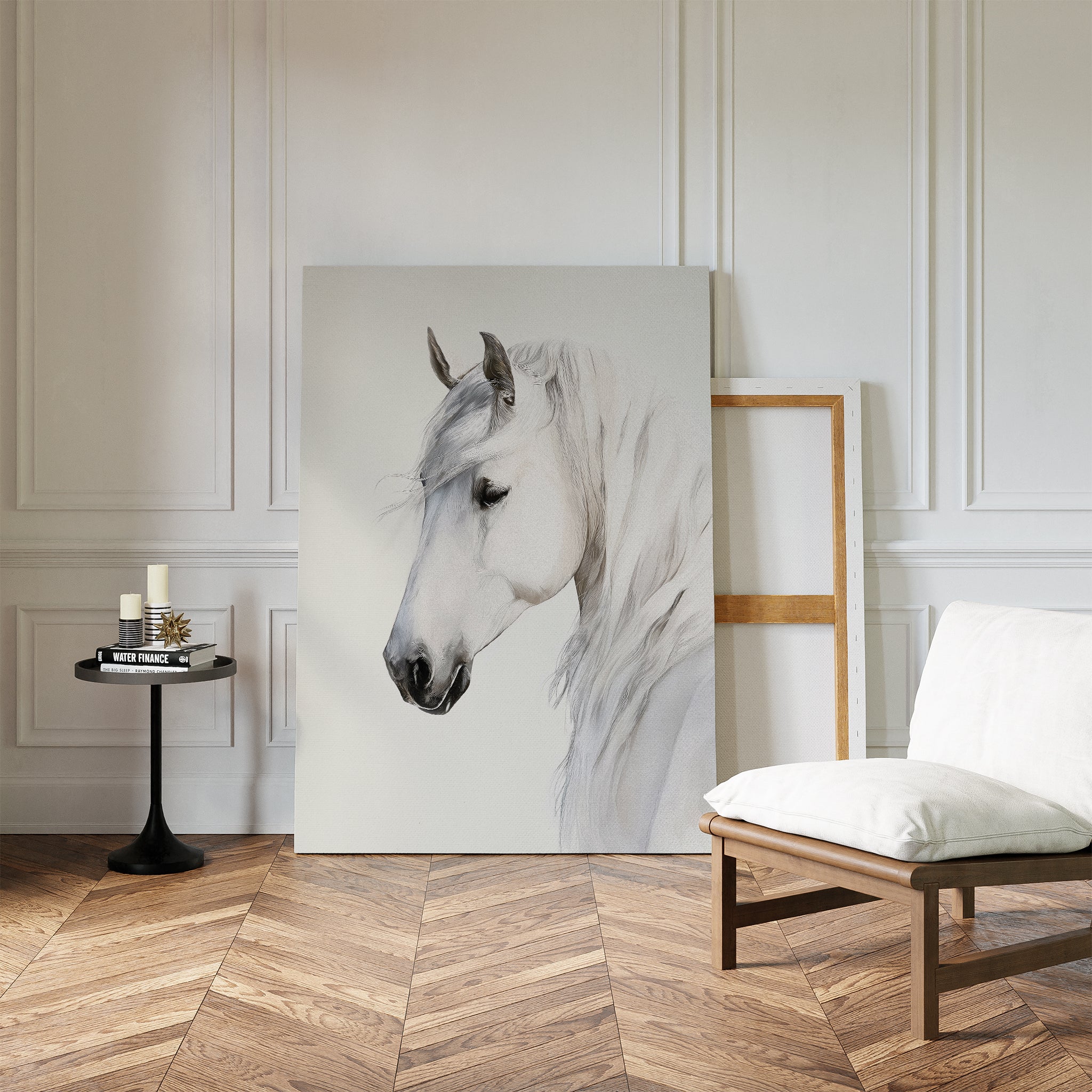 Whispering Mane at First Light – neutral-toned vintage canvas wall art print by Aspire Prints