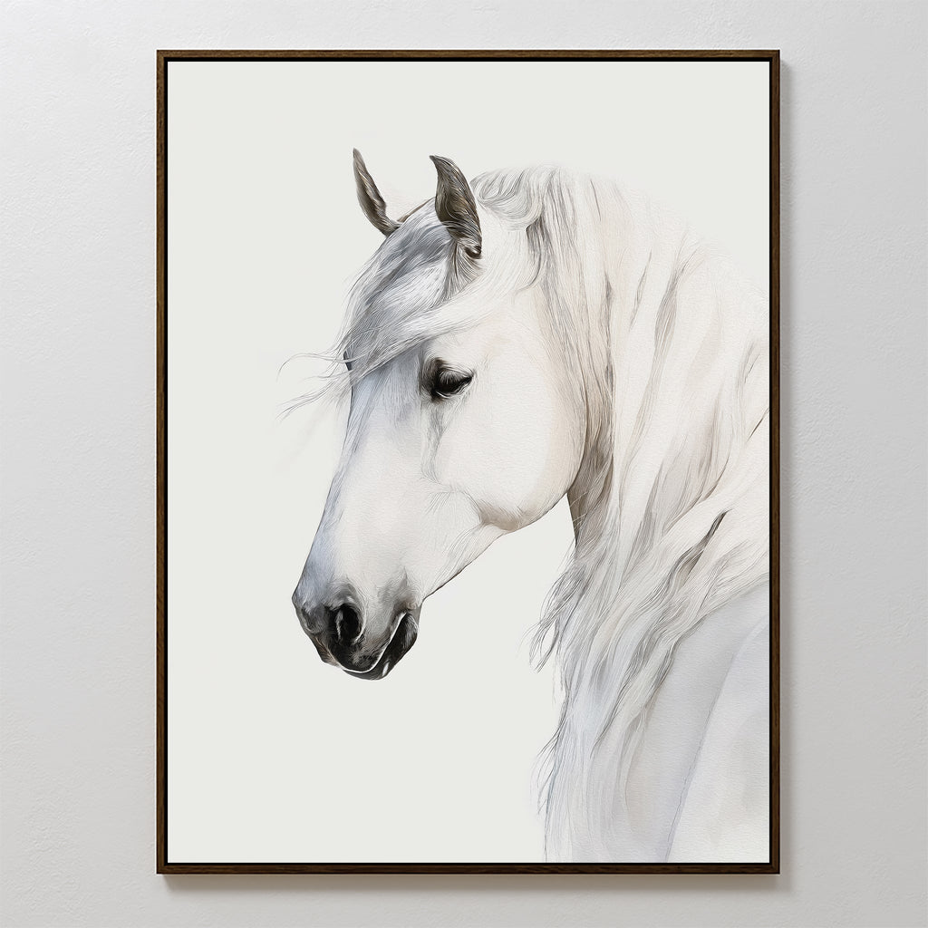 Whispering Mane at First Light – neutral-toned vintage canvas wall art print by Aspire Prints
