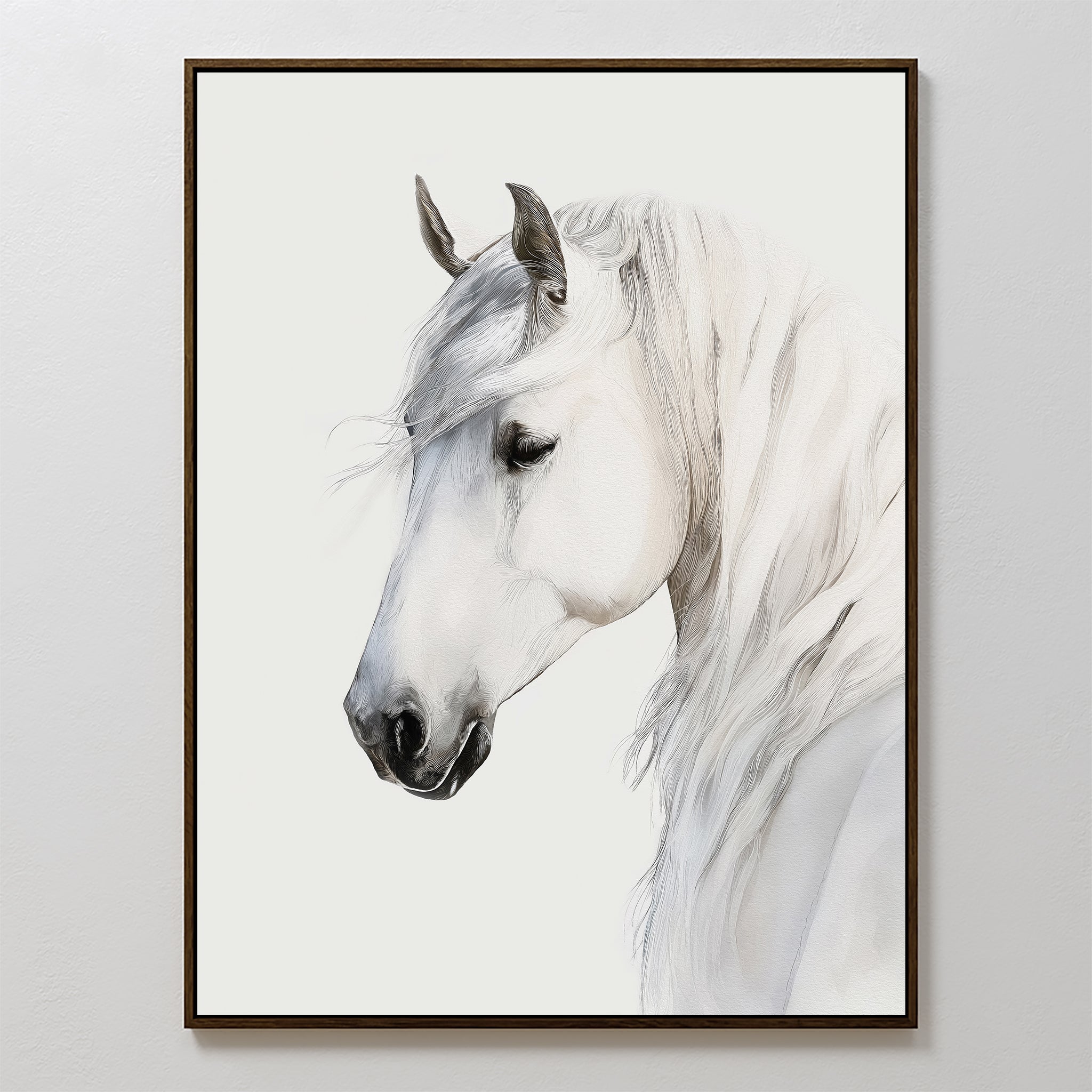 Whispering Mane at First Light – neutral-toned vintage canvas wall art print by Aspire Prints