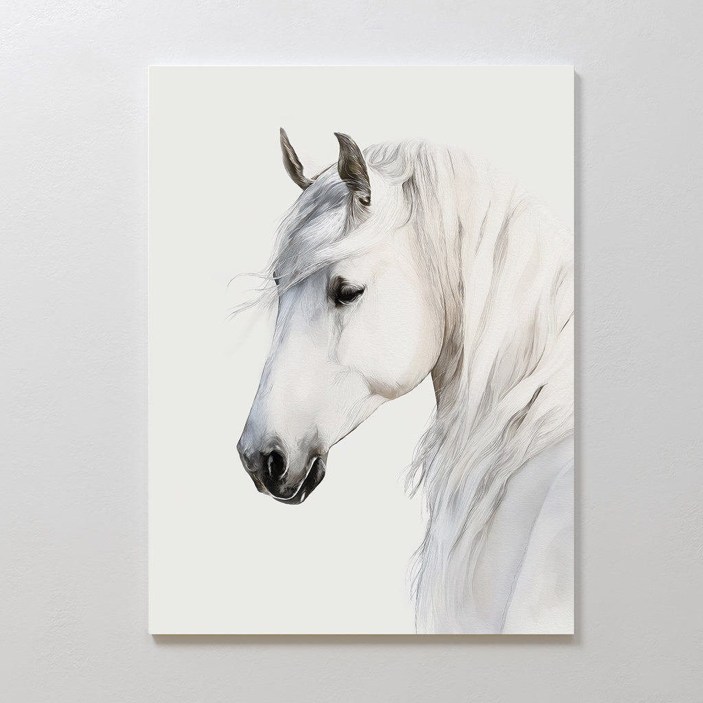 Whispering Mane at First Light – neutral-toned vintage canvas wall art print by Aspire Prints