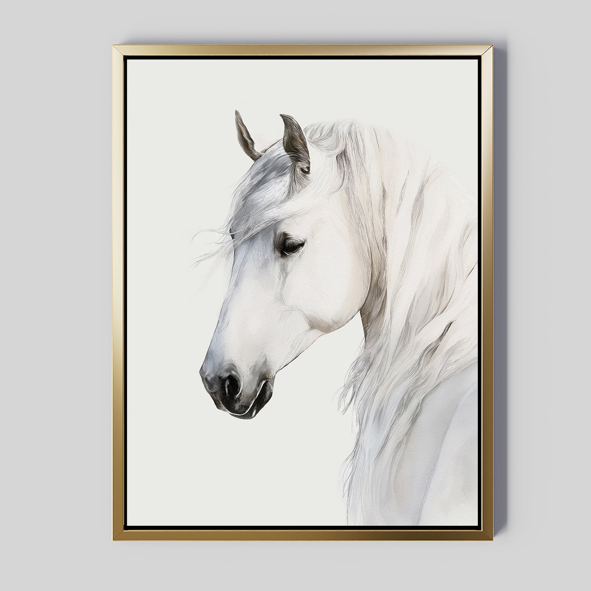 Whispering Mane at First Light – neutral-toned vintage canvas wall art print by Aspire Prints
