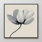 Whisper of Petals – beige and white botanical canvas wall art print by Aspire Prints