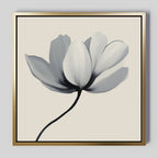 Whisper of Petals – beige and white botanical canvas wall art print by Aspire Prints