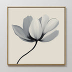 Whisper of Petals – beige and white botanical canvas wall art print by Aspire Prints