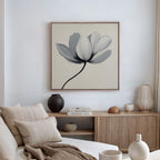 Whisper of Petals – beige and white botanical canvas wall art print by Aspire Prints