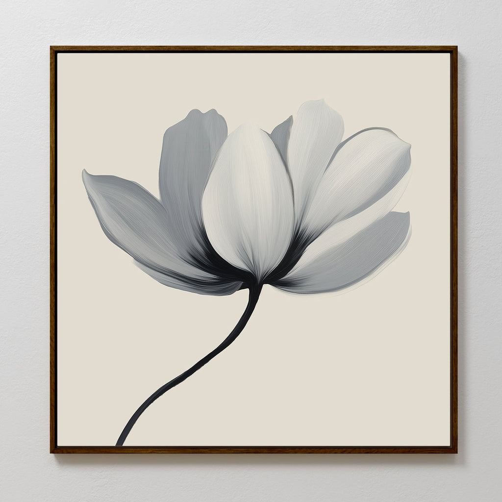Whisper of Petals – beige and white botanical canvas wall art print by Aspire Prints