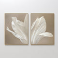 Whispering Bloom Diptych – Set of 2 Canvas Prints set of 2 – beige and white botanical canvas wall art by Aspire Prints