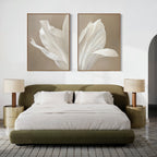 Whispering Bloom Diptych – Set of 2 Canvas Prints set of 2 – beige and white botanical canvas wall art by Aspire Prints