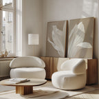 Whispering Bloom Diptych – Set of 2 Canvas Prints set of 2 – beige and white botanical canvas wall art by Aspire Prints