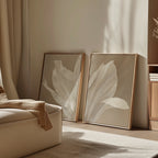 Whispering Bloom Diptych – Set of 2 Canvas Prints set of 2 – beige and white botanical canvas wall art by Aspire Prints