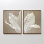 Whispering Bloom Diptych – Set of 2 Canvas Prints set of 2 – beige and white botanical canvas wall art by Aspire Prints
