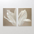 Whispering Bloom Diptych – Set of 2 Canvas Prints set of 2 – beige and white botanical canvas wall art by Aspire Prints