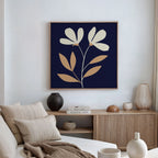 Midnight Bloom Whisper – blue botanical canvas wall art print by Aspire Prints