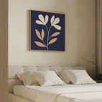 Midnight Bloom Whisper – blue botanical canvas wall art print by Aspire Prints