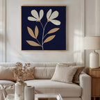 Midnight Bloom Whisper – blue botanical canvas wall art print by Aspire Prints