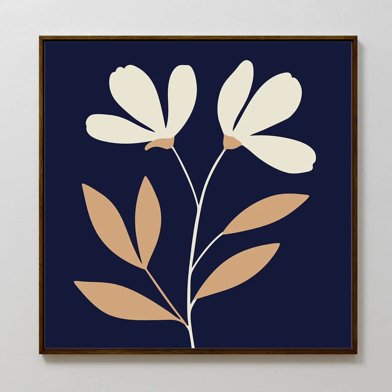 Midnight Bloom Whisper – blue botanical canvas wall art print by Aspire Prints