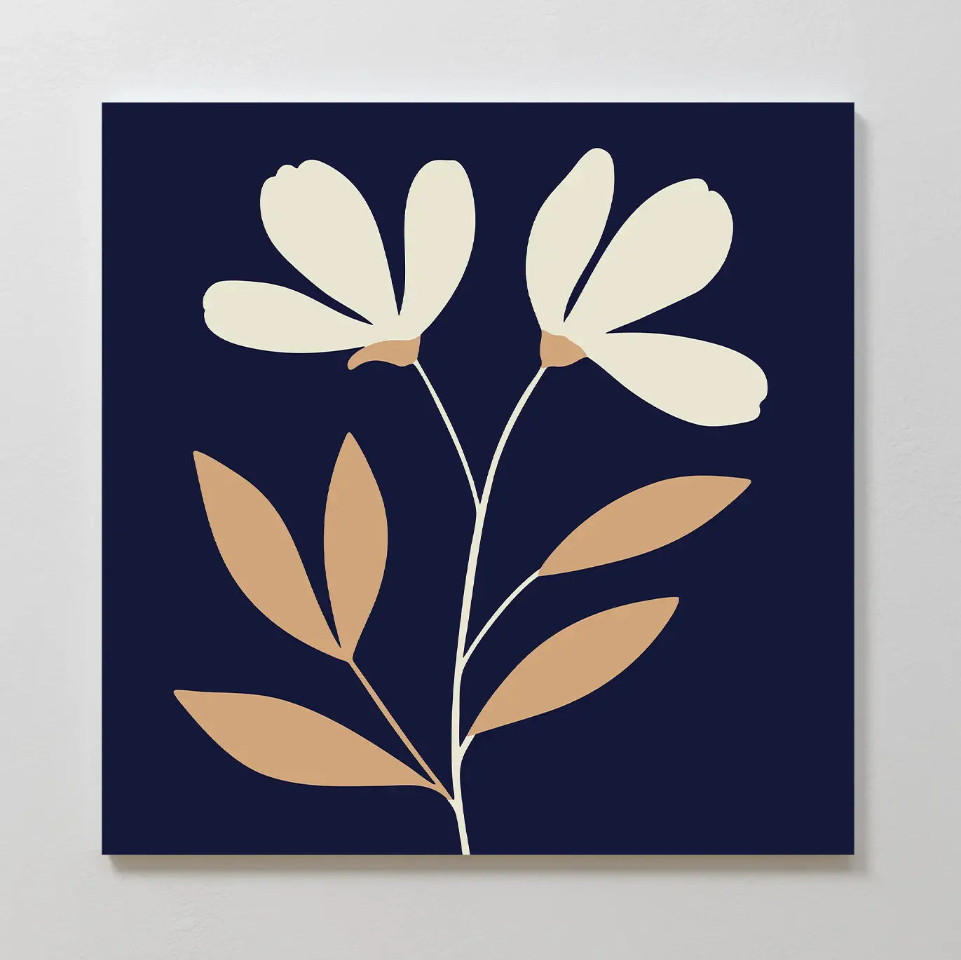 Midnight Bloom Whisper – blue botanical canvas wall art print by Aspire Prints