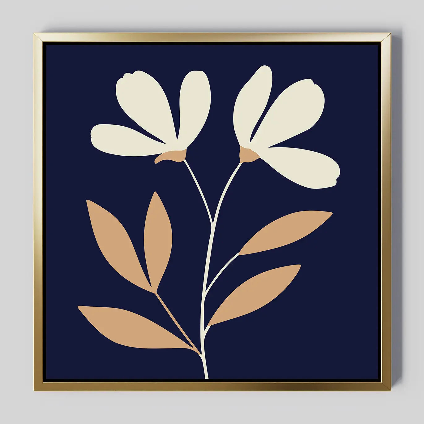 Midnight Bloom Whisper – blue botanical canvas wall art print by Aspire Prints