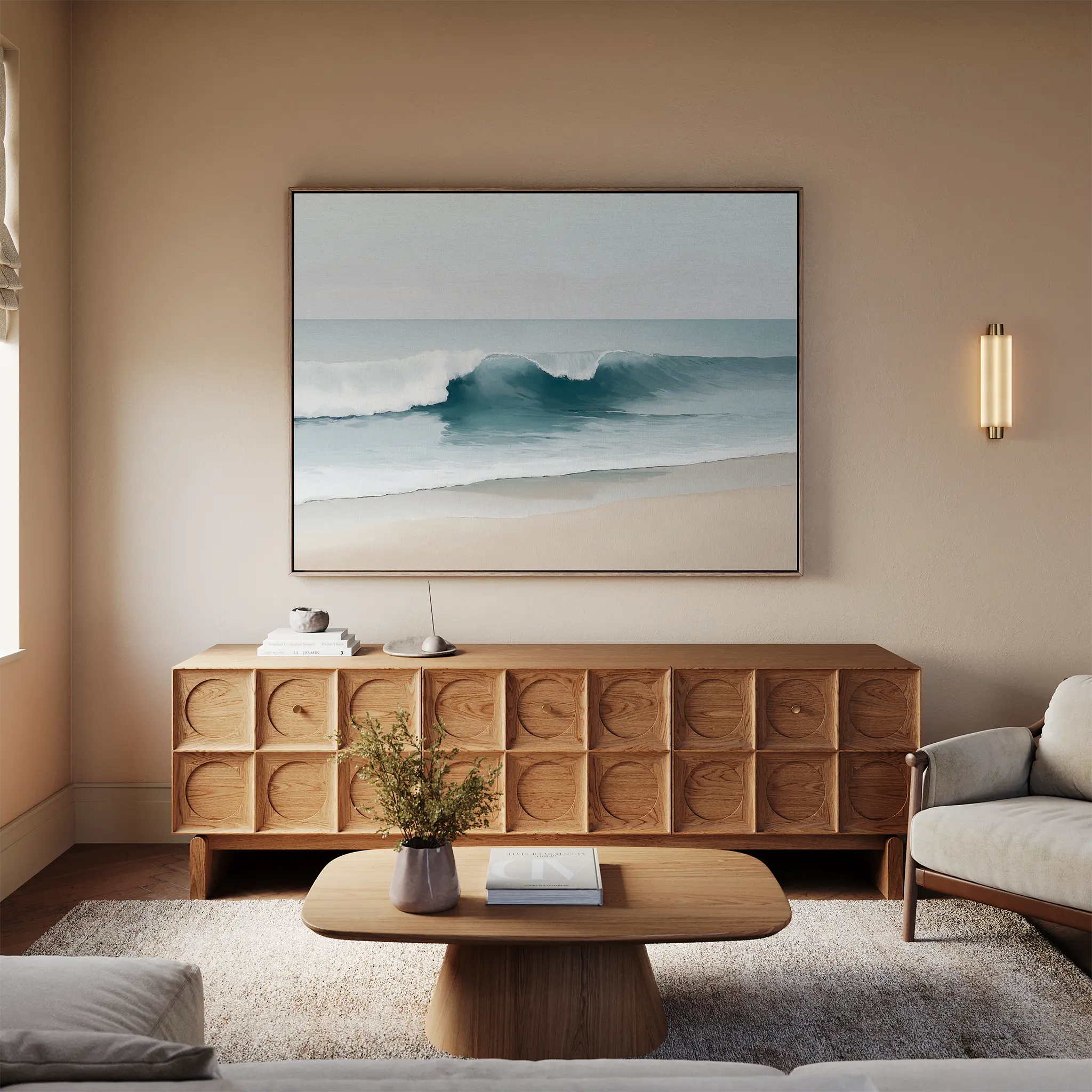 Whispers of the Shore – blue coastal canvas wall art print by Aspire Prints
