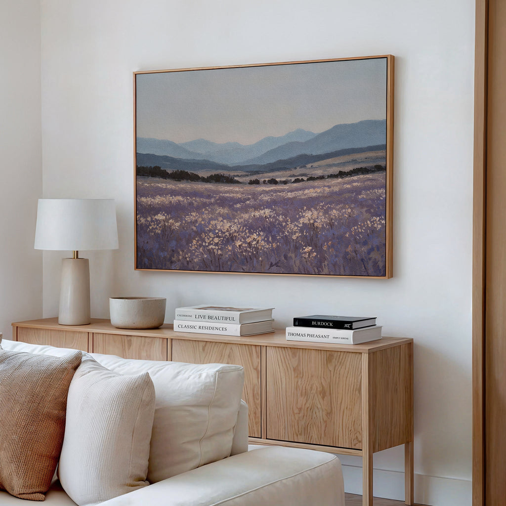 Whispers of the Lavender Hills – neutral-toned vintage canvas wall art print by Aspire Prints