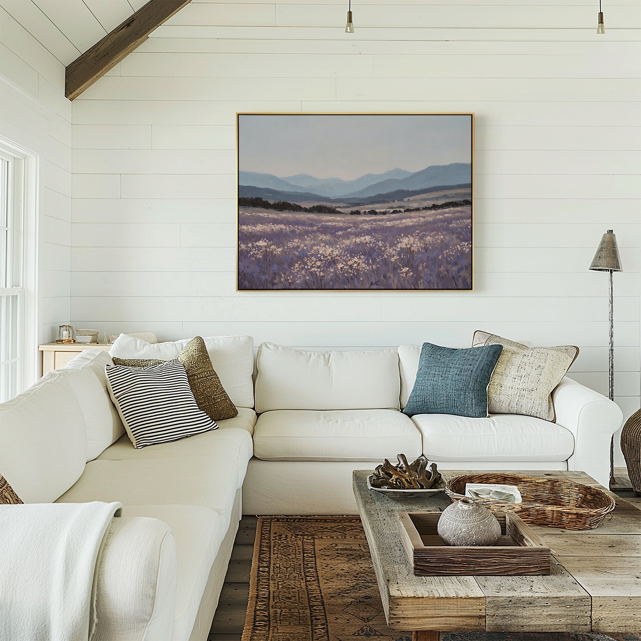 Whispers of the Lavender Hills – neutral-toned vintage canvas wall art print by Aspire Prints