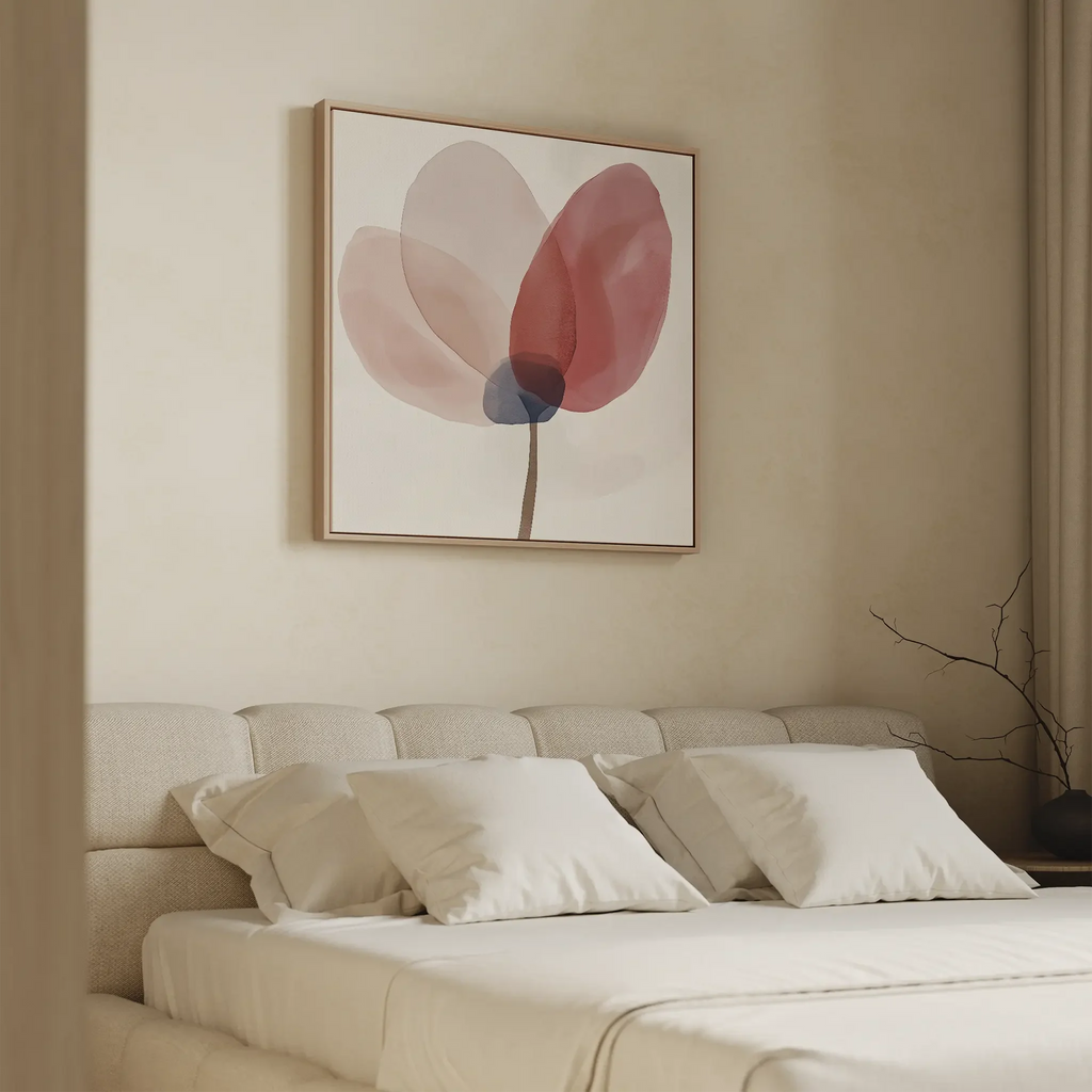 Whispered Petals at Dawn – blush pink botanical canvas wall art print by Aspire Prints