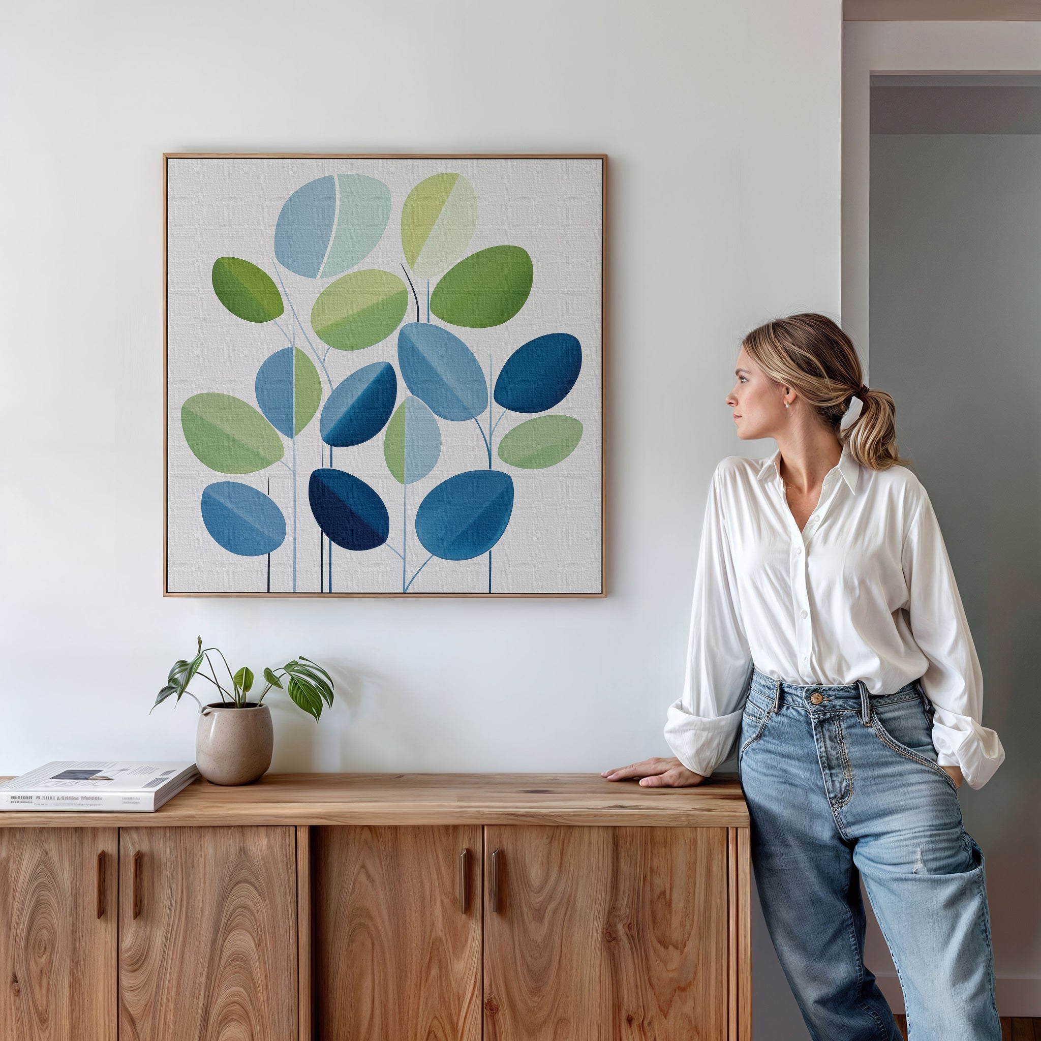 Whispers in Bloom – neutral-toned botanical canvas wall art print by Aspire Prints