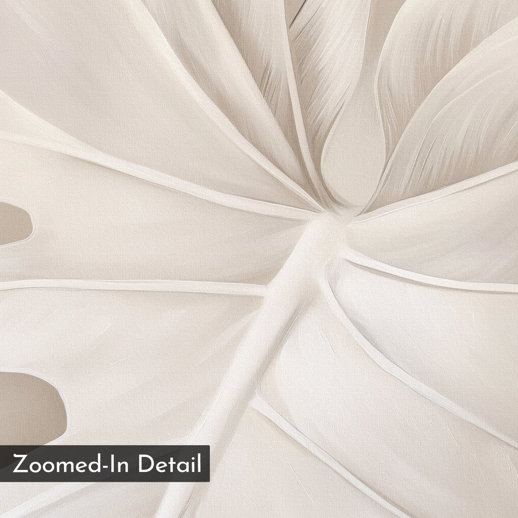 Whispering Fronds – beige and white botanical canvas wall art print by Aspire Prints